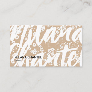 Carte De Visite Blanche beige Daisy Moderne Hippie Fleur Fleuriste