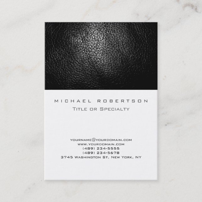 Carte de visite blanche effet cuir simple (Devant)