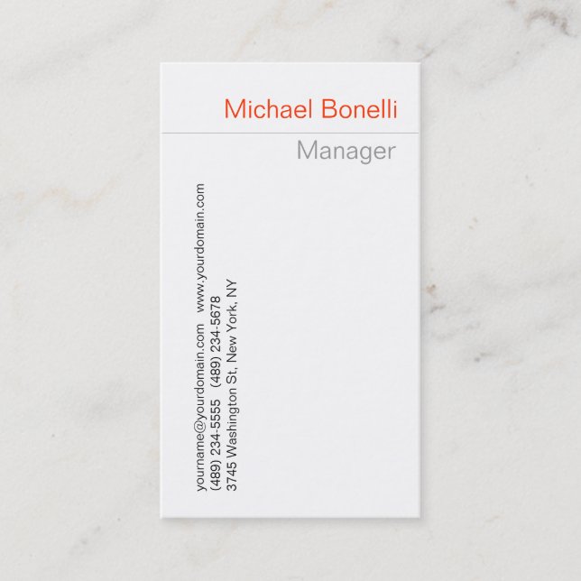 Carte de visite blanche tendance et propre (Devant)