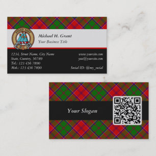 Carte De Visite Blason de Clan Grant sur tartan