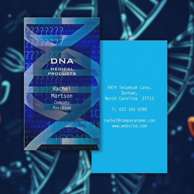 Carte De Visite Bleu ADN Science Médicale Moderne (Blue DNA Medical Science Modern Business Card)