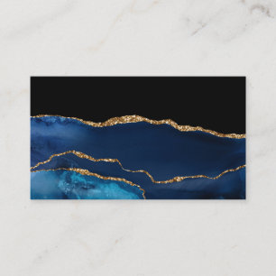 Carte De Visite Bleu Agate Marbre brillant Parties scintillant dor