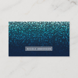 Carte De Visite Bleu Aqua Marine Pailleté Étincelant Moderne Glamo