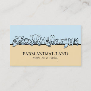 Carte De Visite Bleu Beige ferme animal Watch vétérinaire
