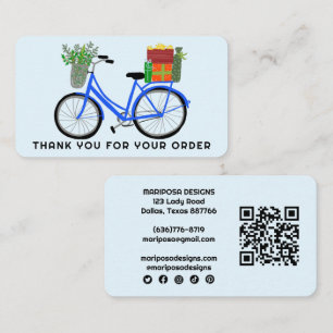 Carte De Visite Bleu Bike Cadeaux Client Commande Merci QR Code