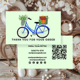 Carte De Visite Bleu Bike Cadeaux Client Commande Merci QR Code