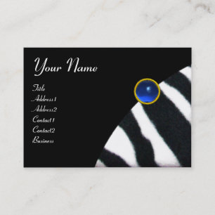 Carte De Visite BLEU BLACÉ BLANC ZEBRA MONOGRAM DE FOUR, Sapphire