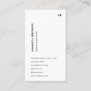 Carte De Visite Bleu Blanc   Design Vertical Minimaliste Moderne