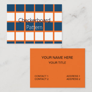 Carte De Visite Bleu Blanc Orange Géométrique à carreaux