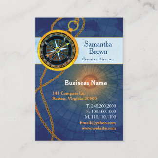 Carte De Visite Bleu boussole professionnel