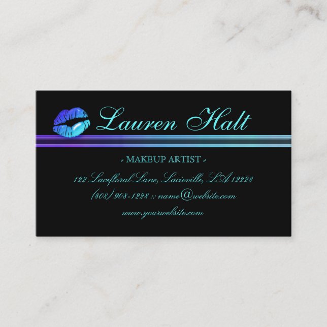 Carte De Visite Bleu brillant de dentelle des lèvres N de (Devant)