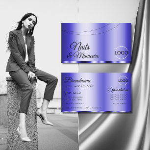 Carte De Visite Bleu chatoyant Glamour avec logo moderne