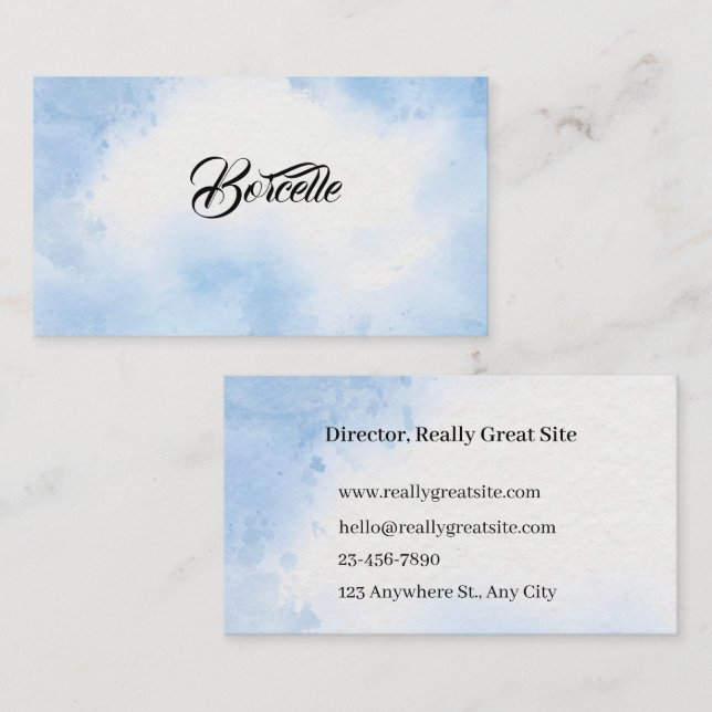 Carte de visite bleu ciel minimaliste (Devant / Derrière)