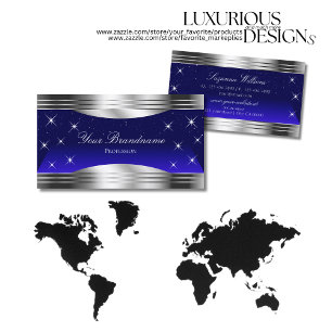 Carte De Visite Bleu ciel nocturne Argent Frontières Faux Parties