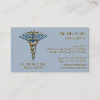 Bleu clair Caduceus Médicale Faux Gold Foil