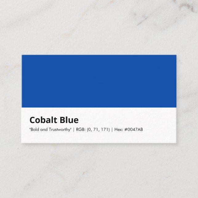 Carte De Visite Bleu Cobalt | "Audacieux et digne de confiance" (Devant)