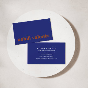 Carte De Visite Bleu Cobalt Orange Gras Typographie Moderne Marque