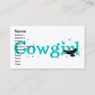 Carte De Visite Bleu Cowgirl Avec Oiseau