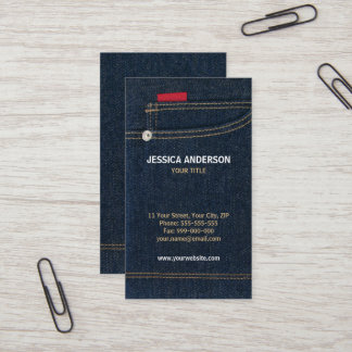 Carte de visite bleu de jeans de denim