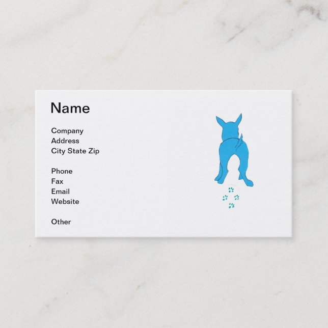 Carte de visite bleu de marche de chien (Devant)