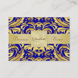 Carte de visite bleu de motif de damassé en métal