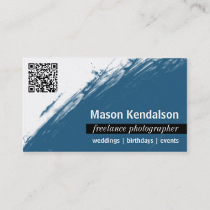 Carte de visite bleu de photographe de CODE de QR