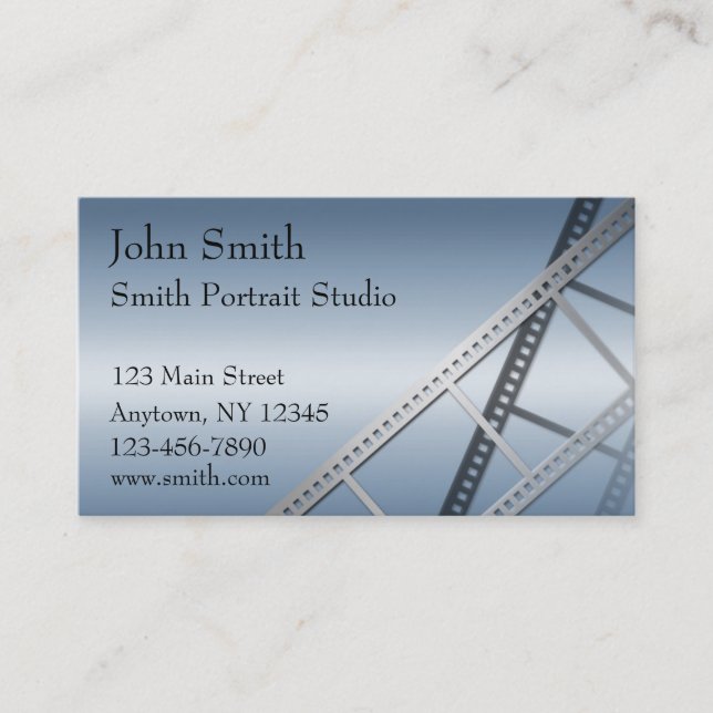 Carte de visite bleu de photographe de gradient (Devant)