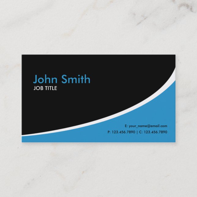 Carte De Visite Bleu de pointe simple simple moderne (Devant)