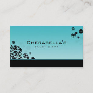 Carte De Visite Bleu de turquoise à la mode de spa de salon de
