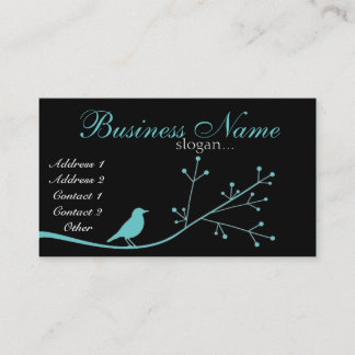 Carte de visite bleu d'oiseau de boutique chic