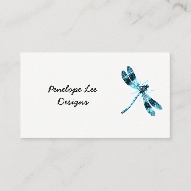 Carte De Visite Bleu Dragonfly minimaliste Classic (Devant)
