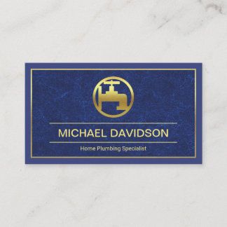 Carte De Visite Bleu Eau Grunge Or Frame, Plumage