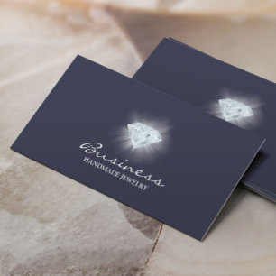 Carte De Visite Bleu élégant de diamant lumineux fait main de