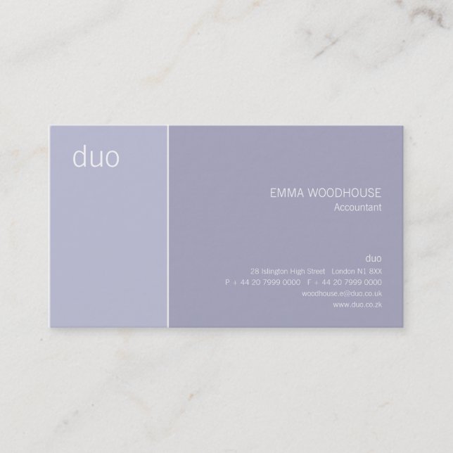 Carte De Visite Bleu en acier léger de duo (Devant)