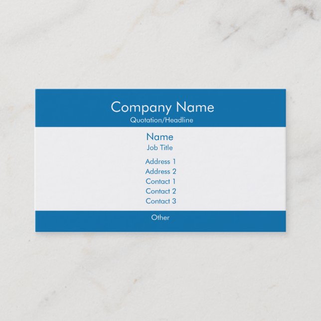 Carte De Visite Bleu et blanc de base (Devant)