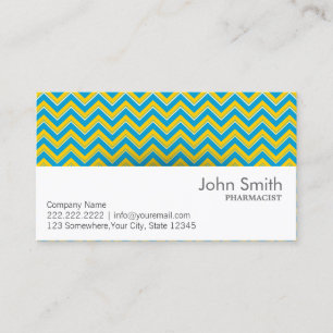 Carte de visite bleu et jaune de pharmacien de
