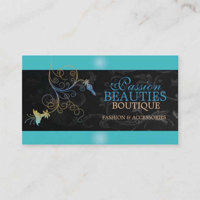 Carte de visite bleu et tourbillon (Devant)