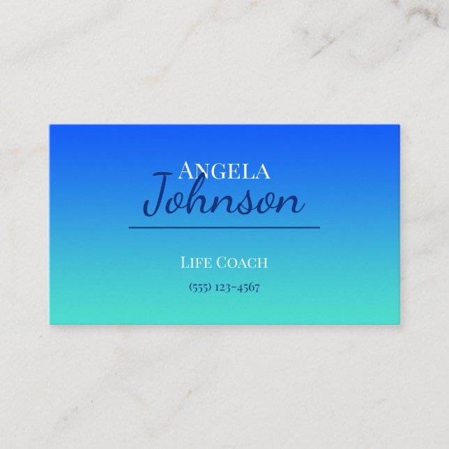 Carte De Visite Bleu et turquoise ombré (Devant)