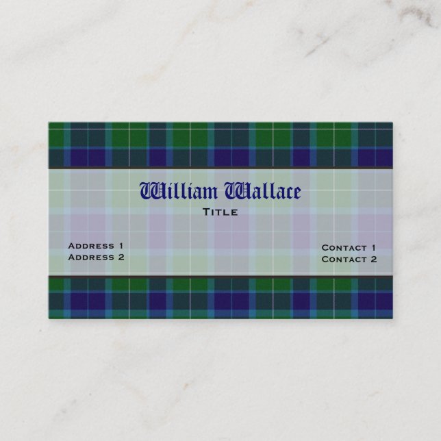 Carte de visite bleu et vert de coutume de plaid (Devant)