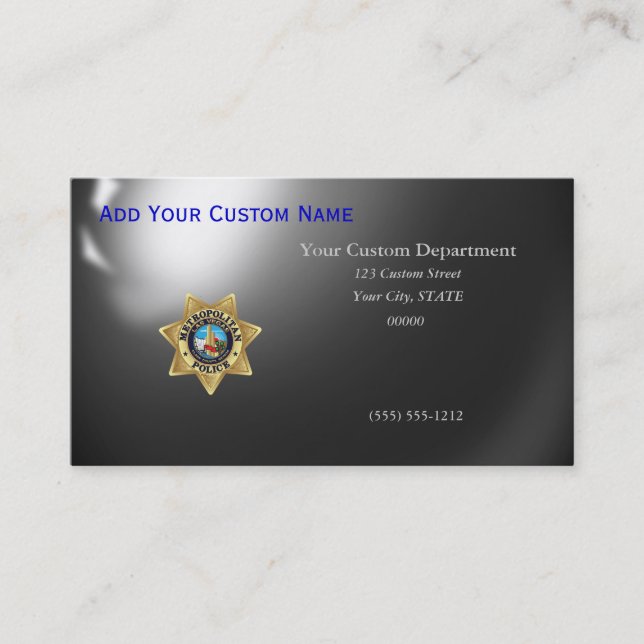 Carte De Visite Bleu fin Las Vegas PD Badge (Devant)