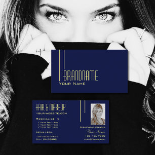 Carte De Visite Bleu foncé clair moderne avec professionnel photo