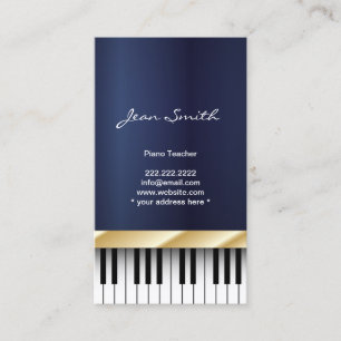 Carte de visite bleu-foncé de professeur de piano