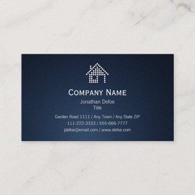 Carte de visite bleu-foncé d'immobiliers (Devant)