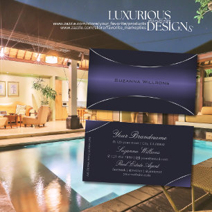 Carte De Visite Bleu foncé élégant avec collier d'oeil à la fronti