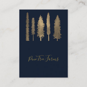 Carte De Visite Bleu foncé et or Forêt Arbres boisés Rustique