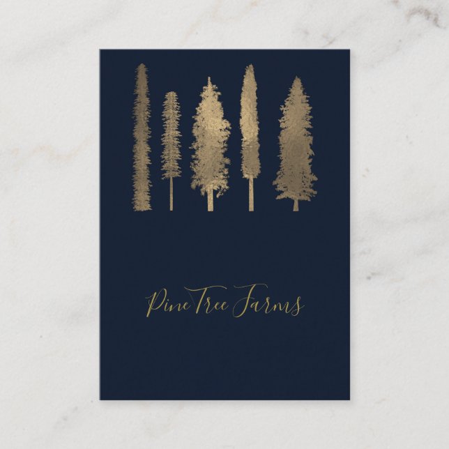Carte De Visite Bleu foncé et or Forêt Arbres boisés Rustique (Devant)
