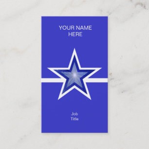 Carte De Visite Bleu foncé étoile blanche ligne bleue verticale