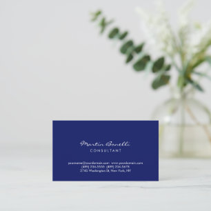Carte De Visite Bleu foncé Minimaliste Script Simple
