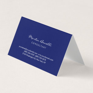 Carte De Visite Bleu foncé Minimaliste Script Simple