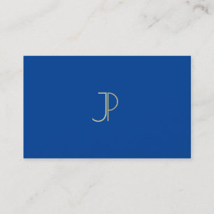 Carte De Visite Bleu Foncé Moderne Monogramme Élégant Professionne